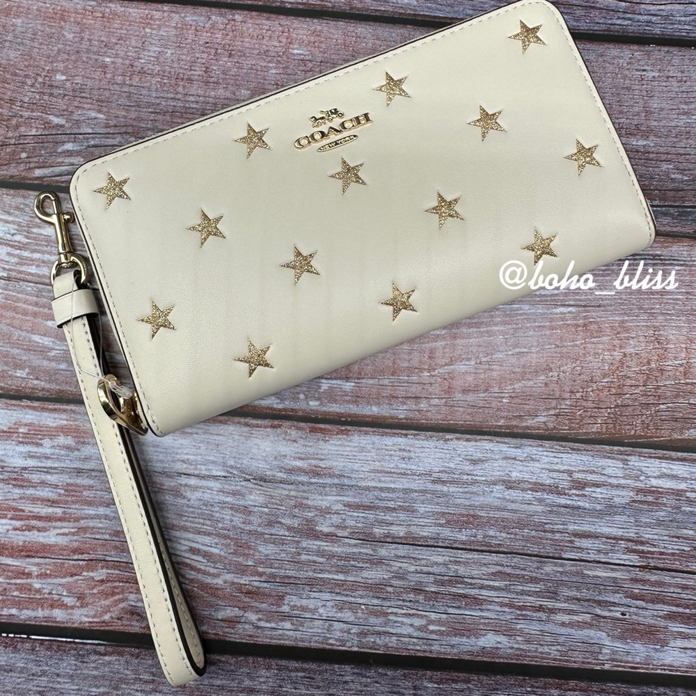 COACH | Cream Gold Stars Long Zip Around Wallet NWT - Picture 5 of 5